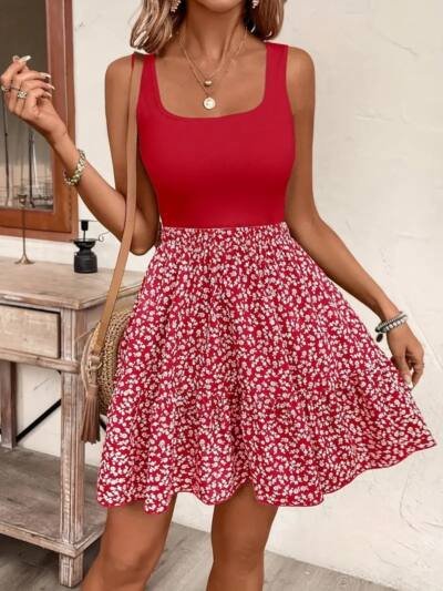 Flower Print Sleeveless Summer Jumpsuit