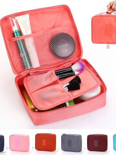 Portable Cosmetic Bag Waterproof Divider Multi-grid Pockets Toiletry Bags Travel Storage Handbags Women Make Up Bag