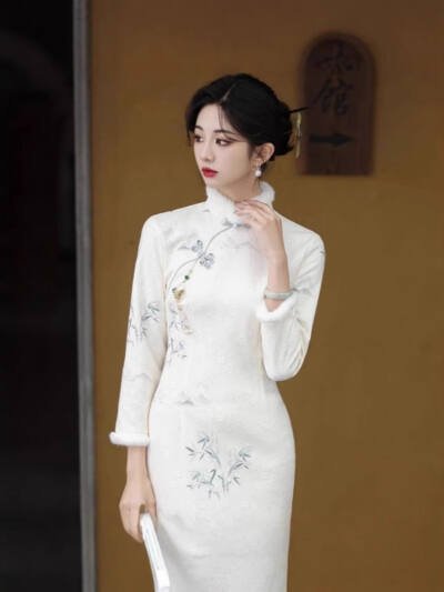 Improved Cheongsam Dress Winter Fleece-lined