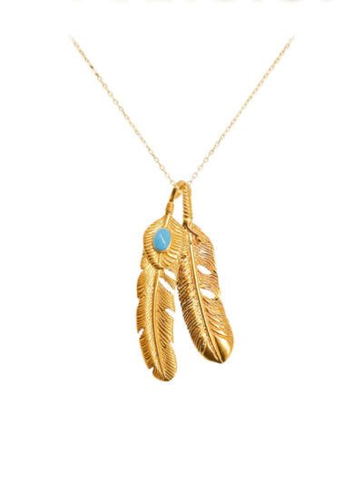 24k Gold Jewelry,Personalized Mother Daughter Feather Necklace