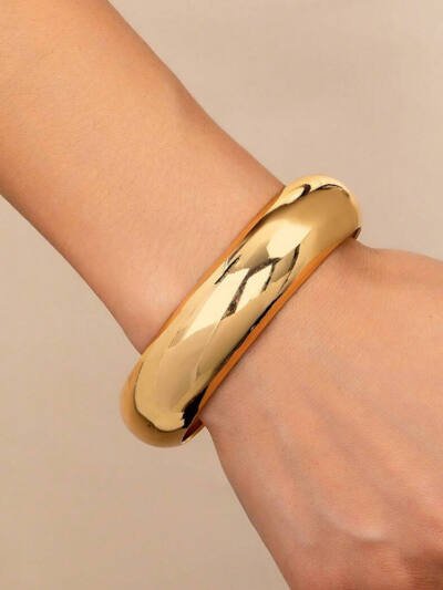 1pcs Fashionable And Personalized Smooth Copper Plated 18k Bracelet, Suitable For Daily Wear During Festivals And Gatherings