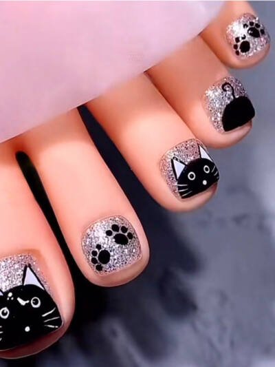 24PCS Press On Nails Fake ToeNails,Stick On Nails,Artificial Fake Toe Nail Set