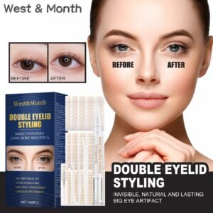 West&Month Double Eyelid Tape - Invisible, No-Glue, Natural Mesh Adhesive, Activates With Water, Beautiful Eyes, Olive Shaped Lace