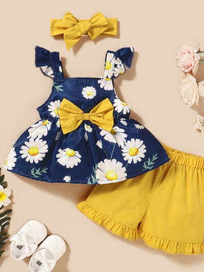 Solid Color Lace Shorts Hairband Set