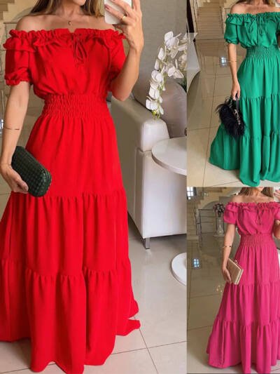 Women's Elastic Off-shoulder Long Dress