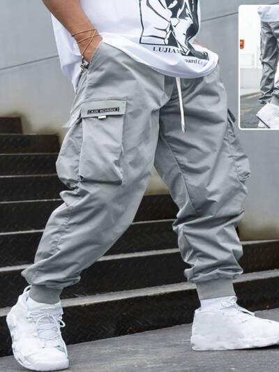 Multi-pocket Cargo Pants Men's Casual Hip-Hop Drawstring Trousers Outdoor Streetwear Sports Pant