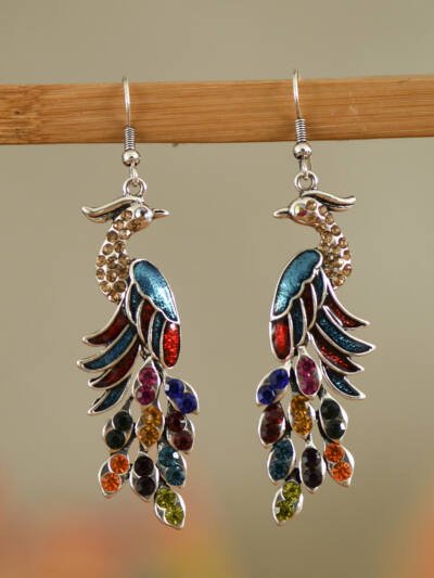 European And American Texture Peacock Earrings Retro