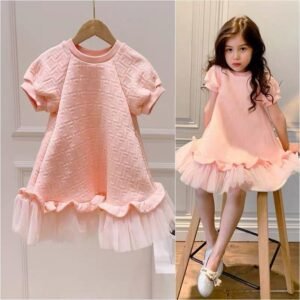 Mesh Short Sleeve Dress Princess Dress