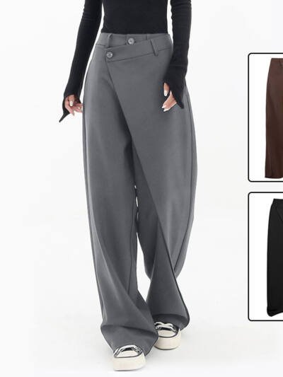 Irregular Wide-leg Pants Ins Fashion Loose Trousers Women's Clothing