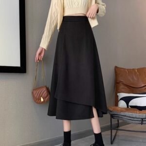 Women's High Waisted Figure Flattering Asymmetrical Skirt