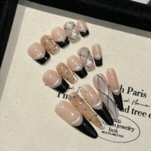French Black Edge Classic Style Handmade Wearable Manicure