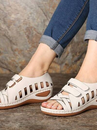 European And American Large Size Hollow Platform Velcro Sandals