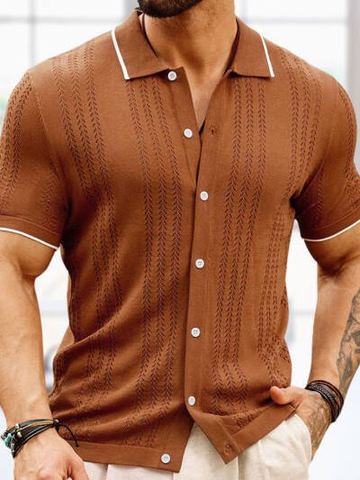 Short-sleeved Polo Shirt Summer Button Lapel Top Fashion Business Men's Clothing