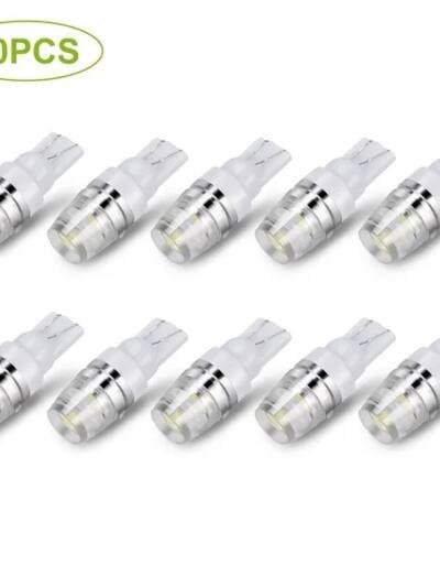 10PCS T10 LED Bulbs 194 LED Lights 12V 1W 5730 Xenon White Wedge Base LED Replacement Bulbs For License Plate Parking Position Interior Lights