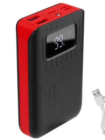 1Pc 1W MAh Portable Power Bank External Battery Pack Charger Dual USB Charge Interface With LCD Display Flashlight Type C Micro USB Lightning Input