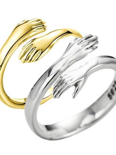 Alloy Simple Hands Hug Ring Opening Adjustable Jewelry