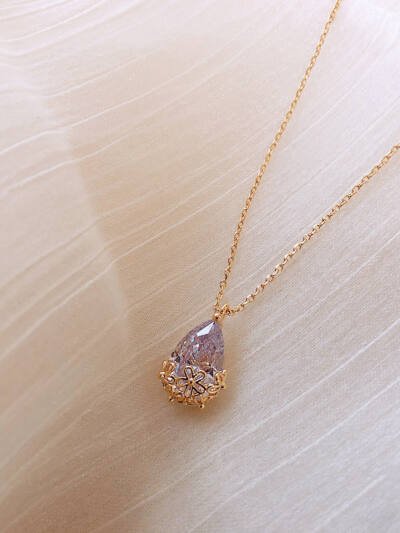 Crystal Water Drop Pendant Necklace Women's Fine Jewelry Adjustable Short Accessories Jewelry Gift