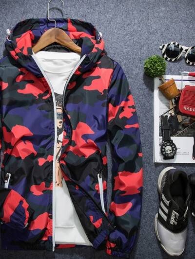 Covrlge Men Jacket Fashion Spring Men Brand Camouflage Jackets Casual Mens Coat Men's Hooded Luminous Zipper Coats MWJ011