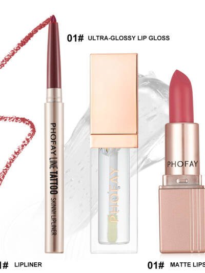 PHOFAY Ultra-Glossy Lip Gloss Matte Lipstick Lipliner
