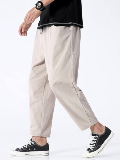 Loose Cotton Linen Cropped Harem Pants Casual