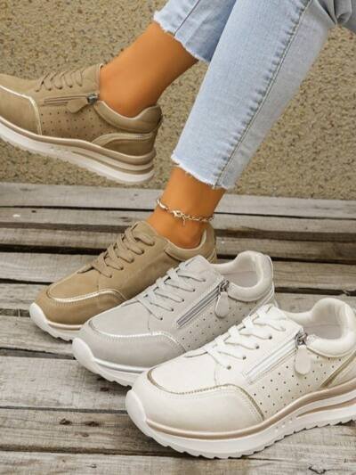 Side-zip Breathable Sneakers With A Chunky Sole For Comfort