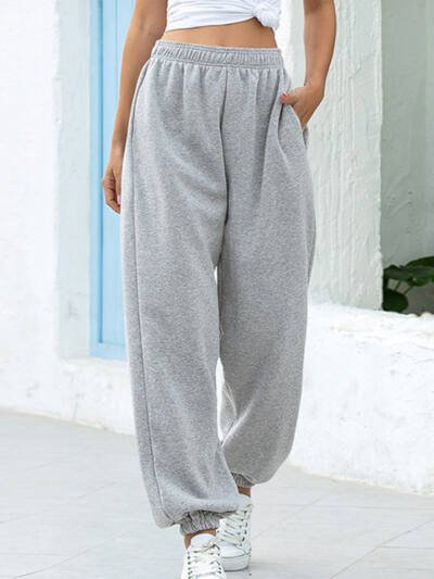 High waist casual track pants