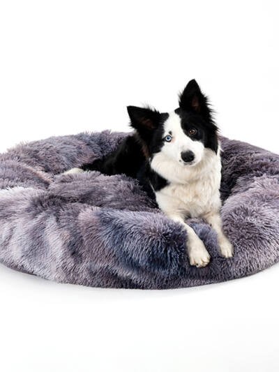 Fluffy Donut Dog Bed  Warm Soft Long Plush Pet Cushion Dog House Cat  Bed Washable Pet Sofa Mat Calming Samll Large Dog Beds