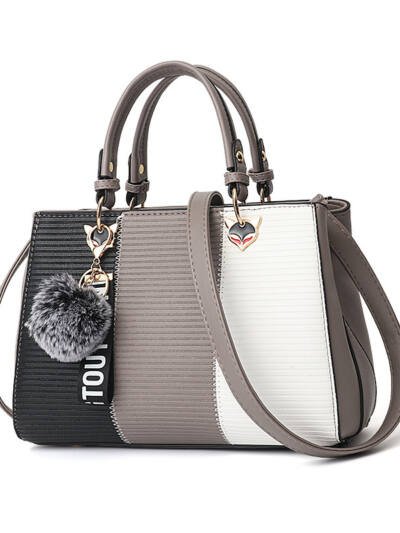 Women Hairball Ornaments Totes Patchwork Handbag Party Purse Ladies Messenger Crossbody Shoulder Bags Women Handbags