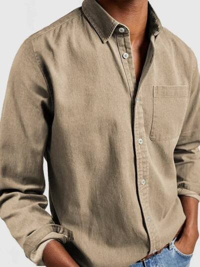 Men's Shirt New Long Sleeve Lapel