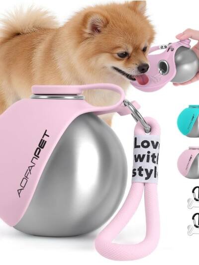 Creative Portable Outdoor Pet Stainless Steel Water Cup Small Dog Water Bottle Convenient Dog Drink Dispenser Puppy Travel Portable Water Bowl Pet Products