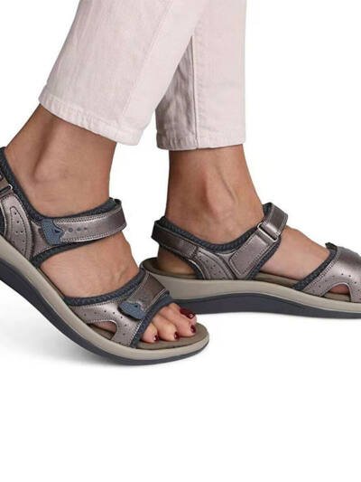Casual Comfort Flat Fish Mouth Hollow Velcro Beach Sandals