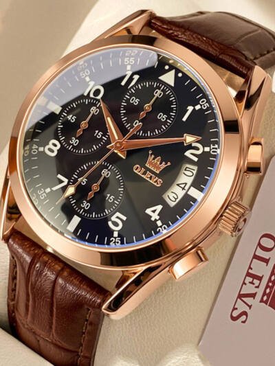 OLEVS Luxury Mens Watches Waterproof Luminous Quartz