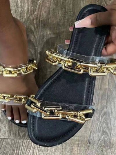 Flip Flop Summer New Chain Buckle Beach Women's Sandals