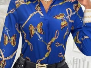 Women's Casual Butterfly Print Long Sleeve Shirt, Assorted Prints
