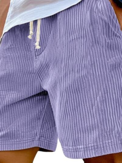 Men's Retro Embroidered Corduroy Fashionable Lace-up Casual Shorts