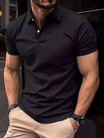 High Sense Casual Solid Color Buttons Short Sleeve