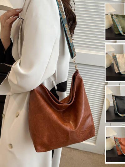 Women's Shoulder Bag With Ethnic Style Wide Shoulder Strap Ins Large Capacity Bucket Crossbody Bags Fashion Handbag