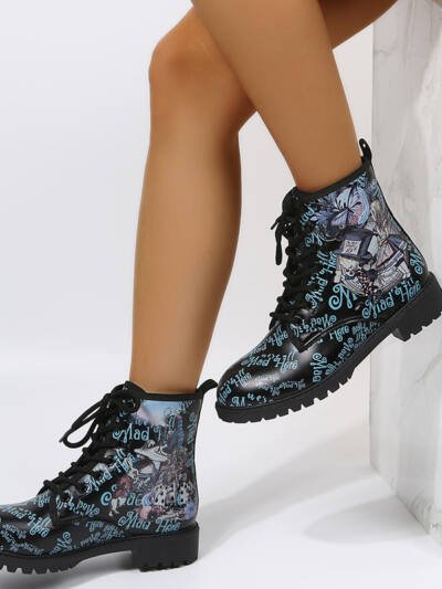 Women's Martin Boots Fashion Print Cartoon British Ins Fashion