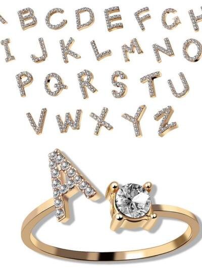 New Design Adjustable 26 Initial Letter Ring Fashion Jewelry For Women Simple Elegant Jewelry