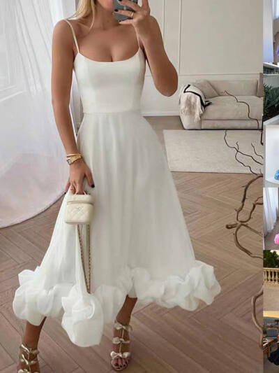 Fashion Suspenders Large Flower Swing Three-dimensional Flower A- Line Skirt Womens Clothing