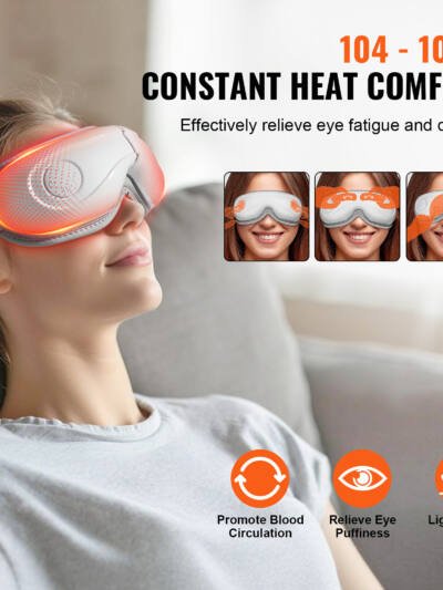 VEVOR Heated Eye Massager Eye Care Device 5 Modes Bluetooth Music 180 Foldable