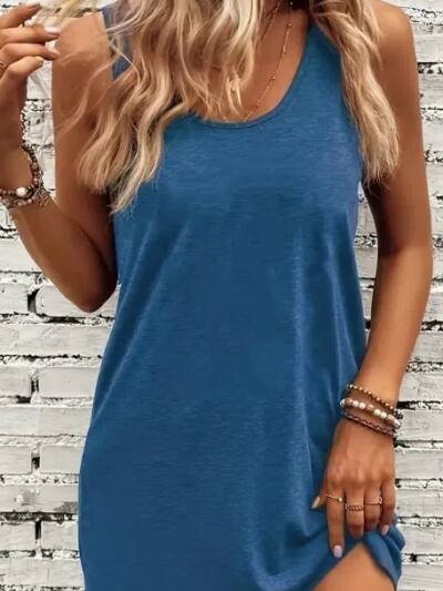 Round Neck Fashion Casual Women's New Style Solid Color Comfortable Temperament Commuter Dress