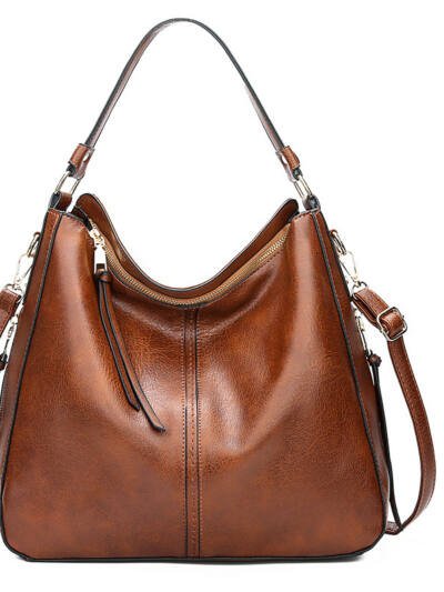 Hobos Zipper Bucket Bags With Adjustable Shoulder-strap Handbags Temperament High Capacity Messenger Shoulder Bag For Women