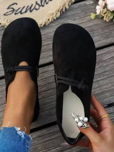 Ultra-soft Sweet Suede Round-toe Flat Lace-up Womens Shoes