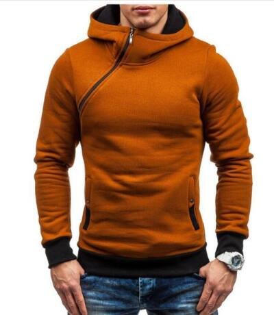 Brand Hoodie Oblique Zipper Solid Color Hoodies Men Fashion Tracksuit Male Sweatshirt Hoody Mens