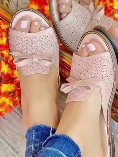 Flat Bottom Bow Wispy Air Breathable Fashion Beach Slippers