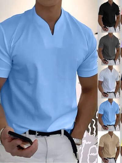 Summer Short Sleeve Shirt Men Fitness Plus Size Sports T-Shirt Elastic Cotton Pocket