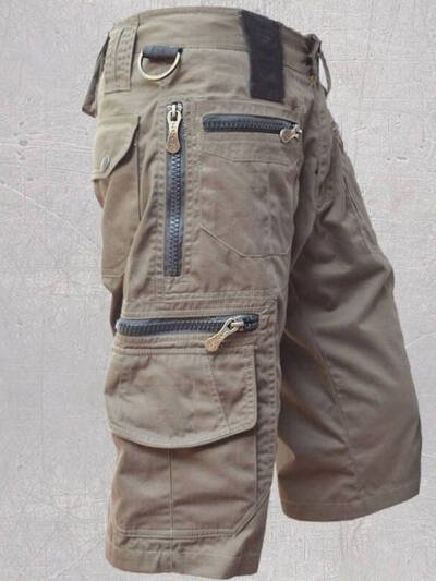 Loose Straight Summer Plus Size Trend Casual Multi-bag Pure Cotton Workwear Shorts Men