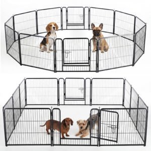 Metal Material, Foldable Pet Fence With A Door, Suitable For Small, Medium And Large-sized Dogs Outdoors