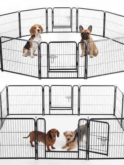 Metal Material, Foldable Pet Fence With A Door, Suitable For Small, Medium And Large-sized Dogs Outdoors